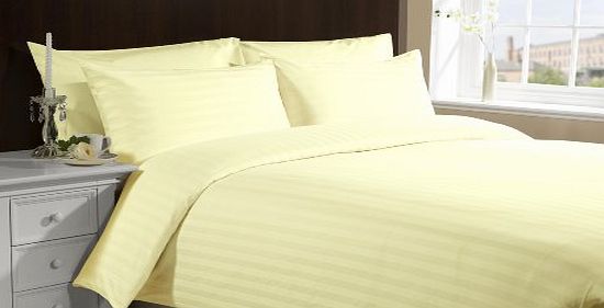 Lacasa Bedding 500 TC Egyptian cotton Duvet Set Italian Finish Stripe ( Single Long , Yellow )