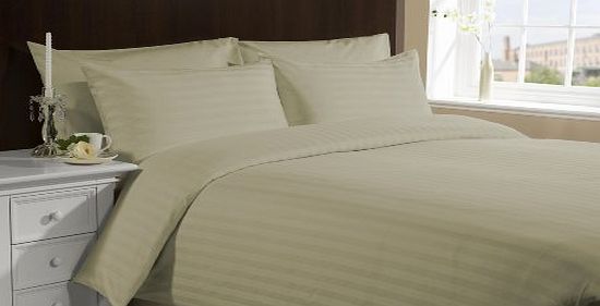 Lacasa Bedding 600 TC Egyptian cotton Duvet Cover Italian Finish Stripe ( Uk Single , Beige )