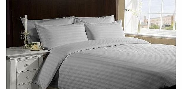 Lacasa Bedding 800 TC Egyptian cotton Duvet Cover Italian Finish Stripe ( Small Double , Silver Grey )