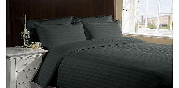 800 TC Egyptian cotton Duvet Set Italian Finish Stripe ( Euro King IKEA , Elephant Grey )