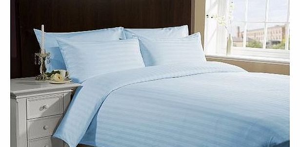 Lacasa Bedding 800 TC Egyptian cotton Duvet Set Italian Finish Stripe (UK Double , Sky BLue )