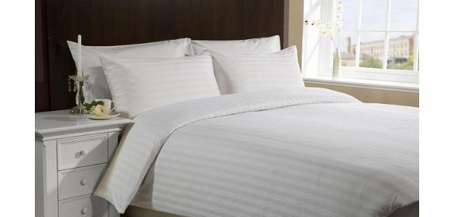 Lacasa Bedding 800 TC Egyptian cotton Duvet Set Italian Finish Stripe (UK Double , White )