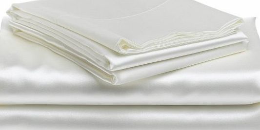 Extra sumptuous Italian Finish Satin Silk Sheet Set by Lacasa Bedding (UK Double , Beige )