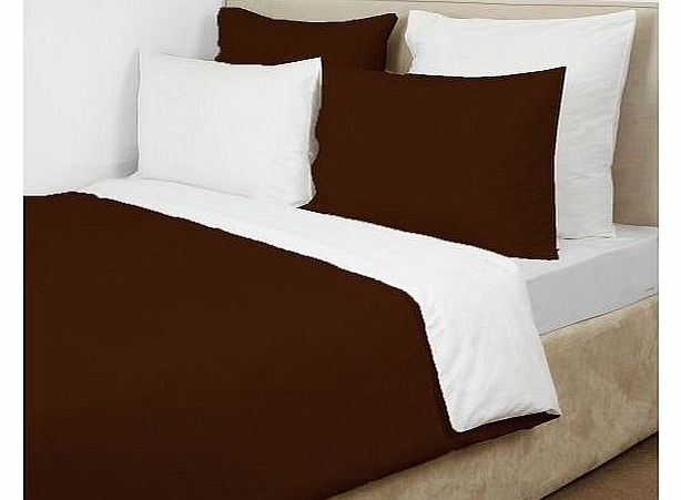 800 TC Egyptian cotton Reversible Duvet set Solid ( Small Double , White & Brick Red )