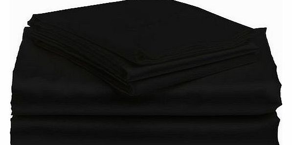 Lacasa Bedding Satin Fitted Sheet Italian Finish Solid ( Uk Single , Black )