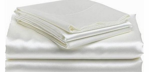 Lacasa Bedding Satin Fitted Sheet Italian Finish Solid (UK King , White )