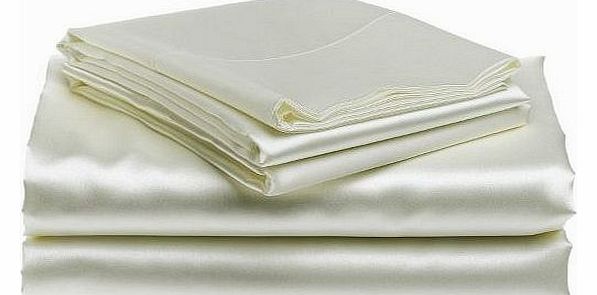 Lacasa Bedding Satin Flat Sheet Italian Finish Solid ( UK Super King , Ivory )