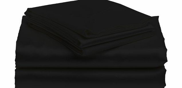 Lacasa Bedding Satin Flat Sheet Italian Finish Solid (UK Double , Black )