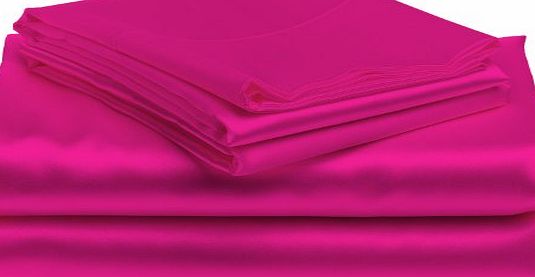 Lacasa Bedding Satin Sheet set Italian Finish Solid ( Small Double , Hot Pink )