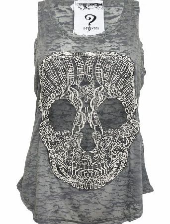 Lace Skull Burnout Vest 202DV-0863