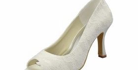 Lace Stiletto Heel Pumps Womens Shoes Ivory