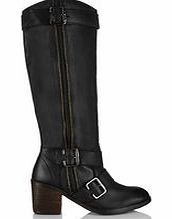 Lacey`s London Credit black leather open zip boots