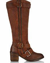 Lacey`s London Credit brown leather open zip boots