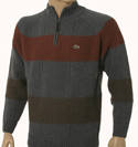 Airforce Blue with Rust & Brown Stripe 1/4 Zip Wool Mix Sweater