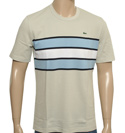 Beige, Sky Blue and White Pique T-Shirt
