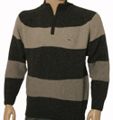 Black & Light Beige 1/4 Zip Wool Mix Sweater
