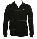 Black and Gold Long Sleeve Pique Polo Shirt