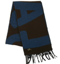Lacoste Brown & Royal Blue Wool Tassle Scarf
