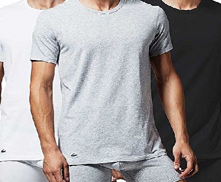 Lacoste Essentials Supima Cotton 3-Pack Crew Neck T-Shirt, Black/Grey/White Multicoloured Medium