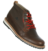 Lacoste Delevan Dark Brown Leather / Canvas Boots