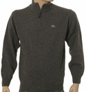 Lacoste Grey 1/4 Zip Pure Wool Sweater