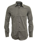 Grey Long Sleeve Shirt with Pink Stripes
