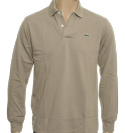 Light Brown Long Sleeve Pique Polo Shirt