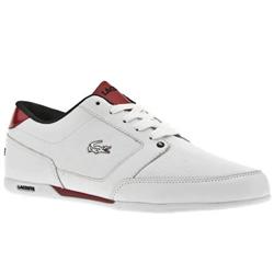 Lacoste Male Sheldon Lace Leather Upper Fashion Trainers in White and Red