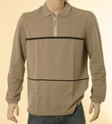 Lacoste Mens Beige 1/4 Zip Long Sleeve Polo Shirt
