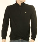 Lacoste Mens Black with Maroon Lining to Neck 1/4 Zip High Neck Sweatshirt