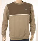 Lacoste Mens Brown & Sand Long Sleeve Round Neck Sweatshirt