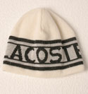Mens Cream with Large Black Logo Fully Reversible Knitted Hat