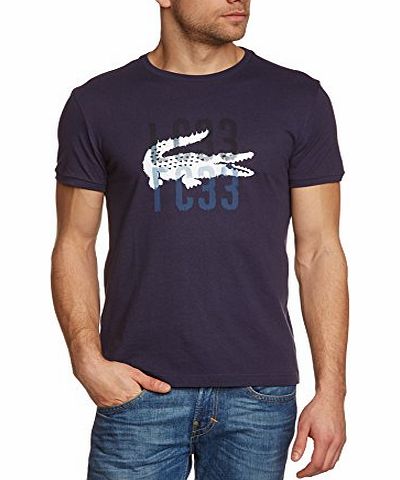 Lacoste Mens Crew Neck Short Sleeve T-Shirt - Blue - Blau (NAVY BLUE/WHITE 525) - Large