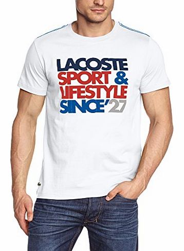Lacoste Mens Crew Neck Short Sleeve T-Shirt - Multicoloured - Mehrfarbig (WHITE/METHYLENE-REDCURRANT BUSH-OLYMPUS-MOUSE TXY) - Medium