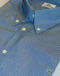 Mens Dark Blue Short Sleeve Cotton Shirt With Small Check