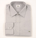 Lacoste Mens Grey & White Long Sleeve Cotton Shirt
