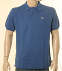 Lacoste Mens Mid Blue Short Sleeved Cotton Polo Shirt