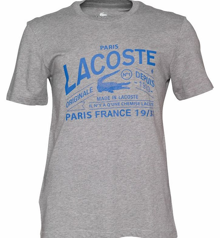 Mens Printed Lacoste T-Shirt Grey