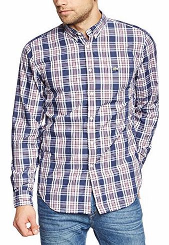 Lacoste Mens Regular Fit Casual Shirt Multicoloured (CELESTE/WHITE-GRIOTTINE CHERRY K4S) Medium