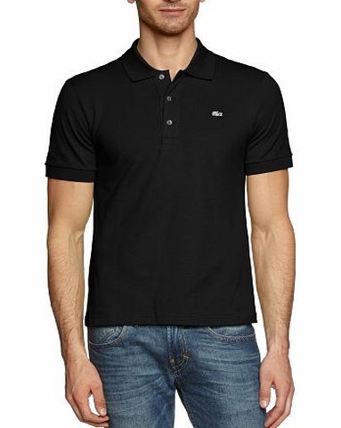 Lacoste Mens Short Sleeve Stretch Polo Shirt, Black, Medium/Large (Brand Size: 5)