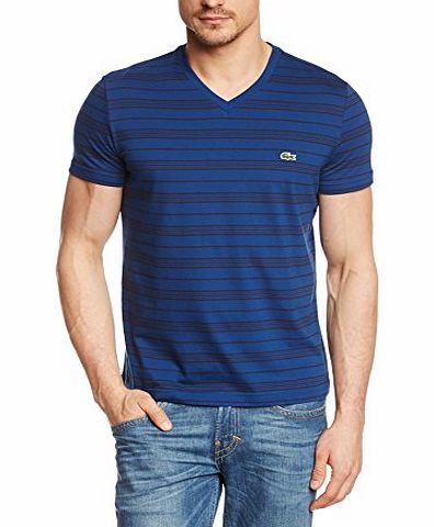 Lacoste Mens Striped V-Neck Short Sleeve T-Shirt - Multicoloured - X-Large