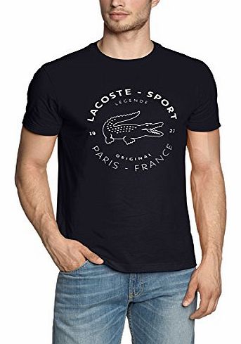 Lacoste Mens TH2351-00 Crew Neck Short Sleeve T-Shirt, Multicoloured (Navy Blue/White 525), XXX-Small (Manufacturer size: 8)