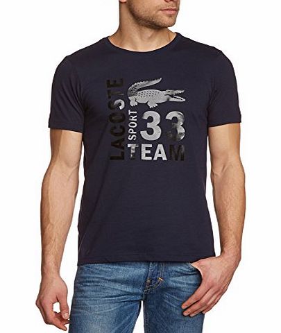 Lacoste Mens TH7406-00 Plain Crew Neck Short Sleeve T-Shirt, Blue (NAVY BLUE 166), Small (Manufacturer size: 3)