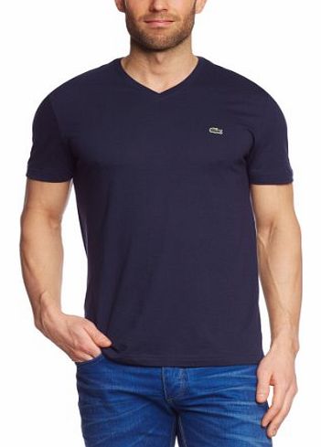 Lacoste Mens V-Neck 1/2 Sleeve T-Shirt Blue - Blau (166) XX-Large