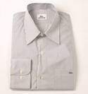 Lacoste Mens White & Navy Stripe Long Sleeve Cotton Shirt