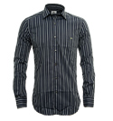 Navy Long Sleeve Shirt with Grey Stripes