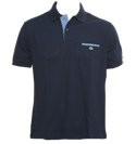 Navy Pique Polo Shirt with Check Panels