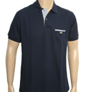 Navy Pique Polo Shirt with Stripe Panels