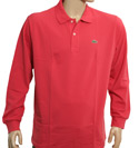 Raspberry Long Sleeve Pique Polo Shirt