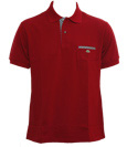Red Pique Polo Shirt with Check Panels
